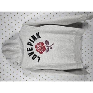 Victorias Secret Pink RARE ROSE BLING Hoodie Sequins Full Zip XS